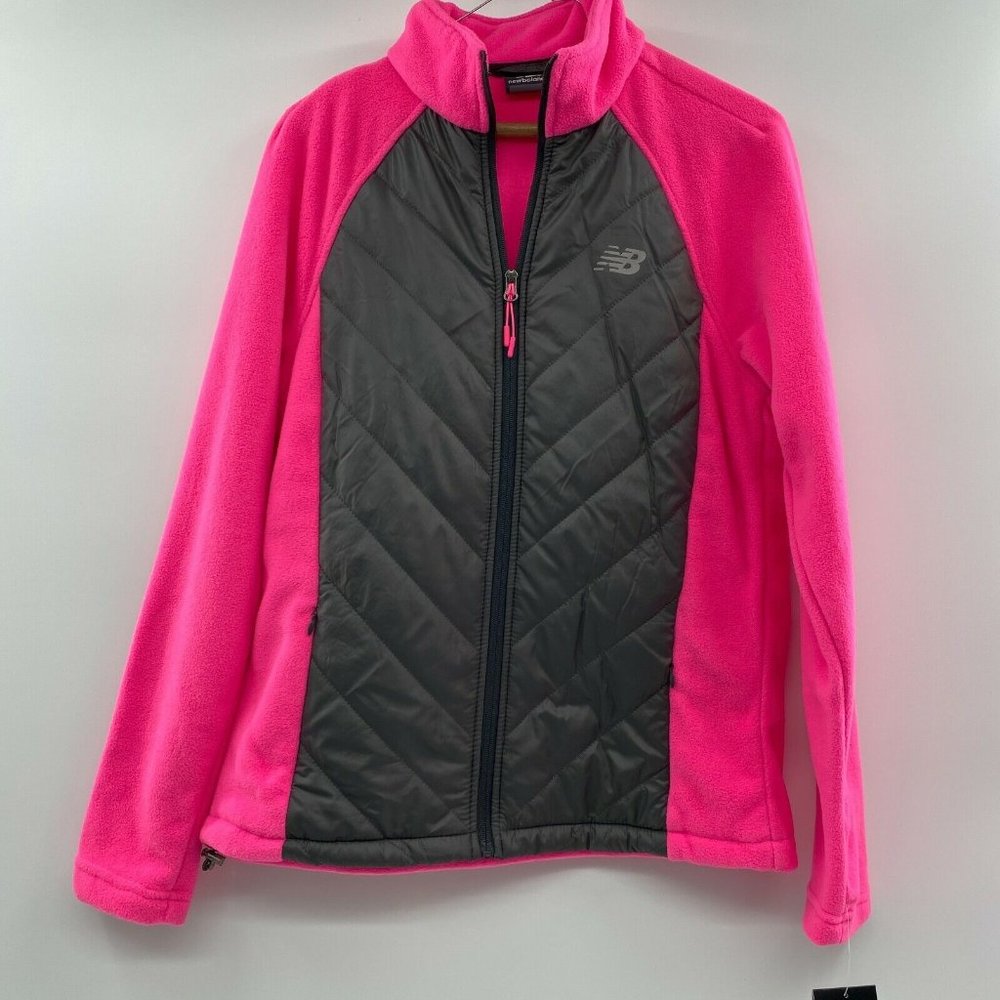 New Balance Women's Pink/Gray Fleece Full Zip Jacket sz S NWT